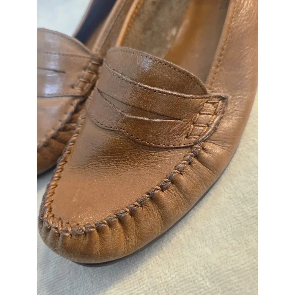Vintage Mario De Gerard Mens Tan Leather Penny Loafers All Leather Size 10